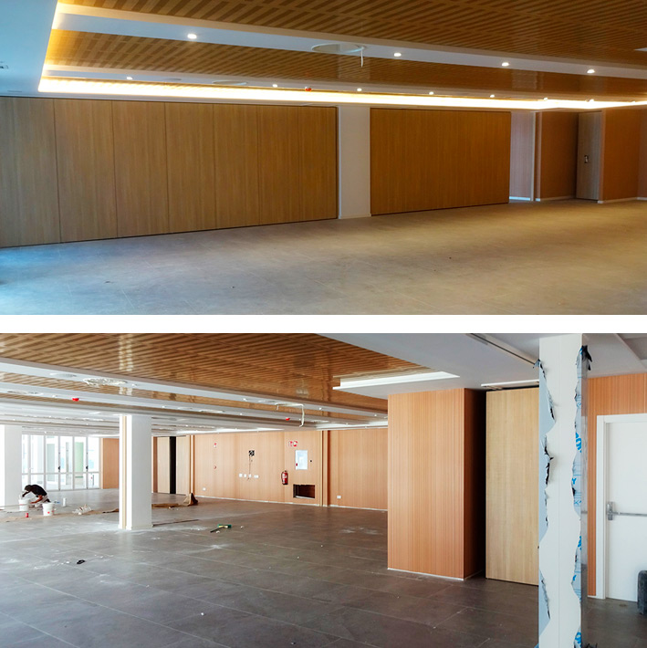 ¿Se pueden ocultar los paneles cuando se abre un tabique móvil?